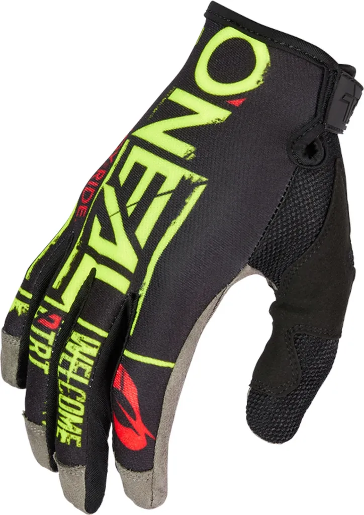 Gants de moto O'NEAL Mayhem Attack V.23 cross noir et jaune fluo M
