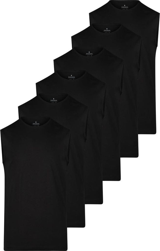 RAGMAN 6er Pack Basic Unterhemd / Tanktop Enganliegende Passform, Verstärkte Nacken- und Schulternaht, Vielseitig kombinierbar