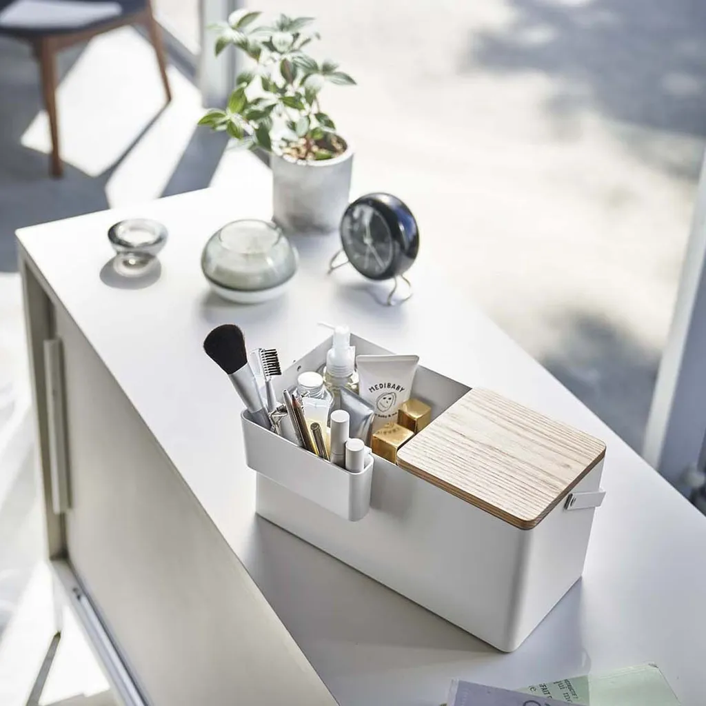 Vanity Case Fixe pour Maquillage Tower Blanc avec Miroir de Table Chic - 17