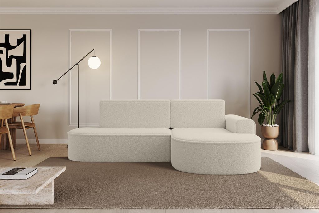 ALTDECOR Ecksofa mit Schlaffunktion und Bettkasten MARI-L1-S - 283x167x73cm Beige - Corner Sofa Eckcouch Couch L-Form, links/rechts angeordnet Schl...
