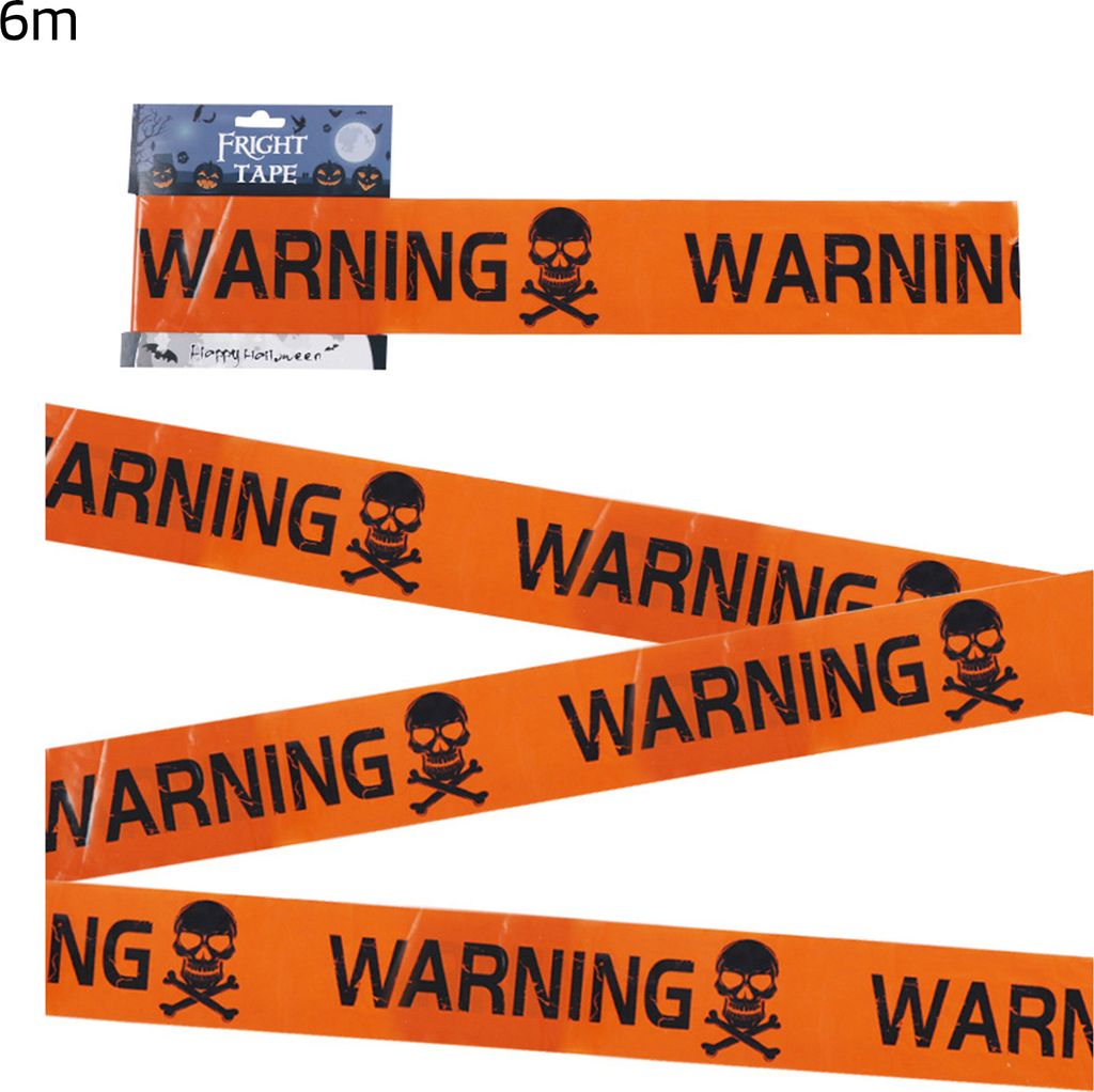 Halloween-Warnband, Kunststoff-Totenkopf, Gefahrenband, Warnlinie, gruselige Party-Requisite für Tür, Fenster, Wand, Baum, Tor, Hof, Rasen
