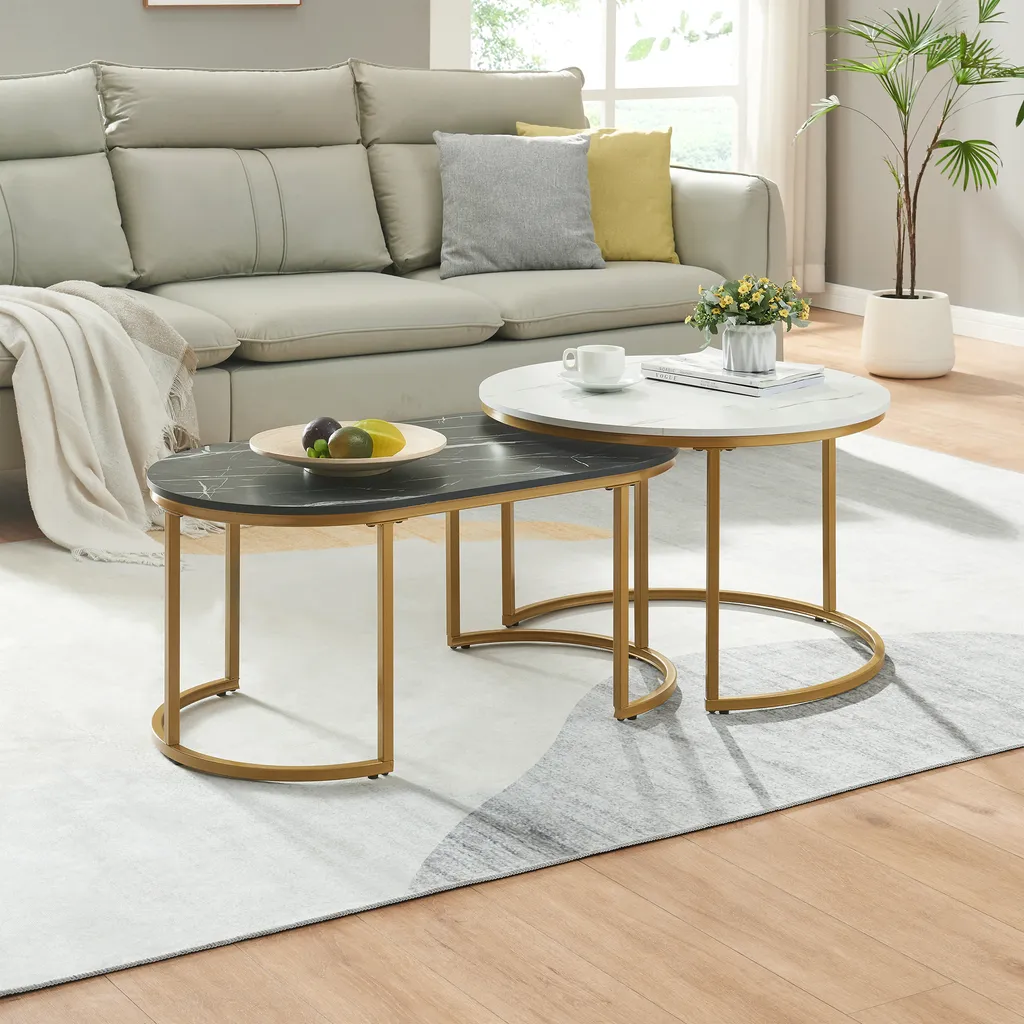 Petite table basse de salon Oppeerg pour déco moderne aspect marbre - 6