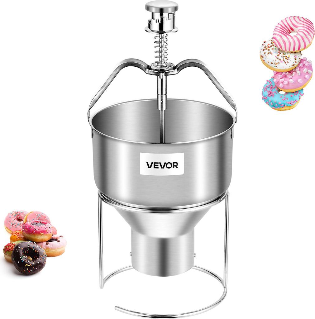 VEVOR Donut-Teigspender manueller Donut-Trichter mit großer Kapazität (2,4 L), kommerzieller Teigspender aus Edelstahl 304 und mit 6 Dickeneinste...
