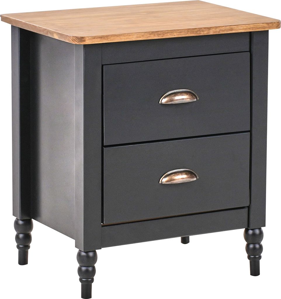 BELIANI Nachttisch Schwarz u. Braun aus Kiefernholz mit 2 Schubladen Stauraum Modern Klassisch Traditionell Retro Nachtschrank für Schlafzimmer