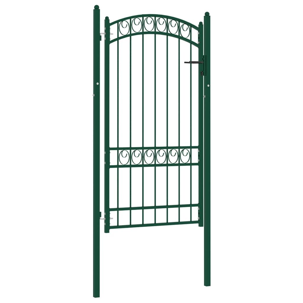 Portail de clôture avec pointe bombée Acier 100x175 cm Vert Image du produit 