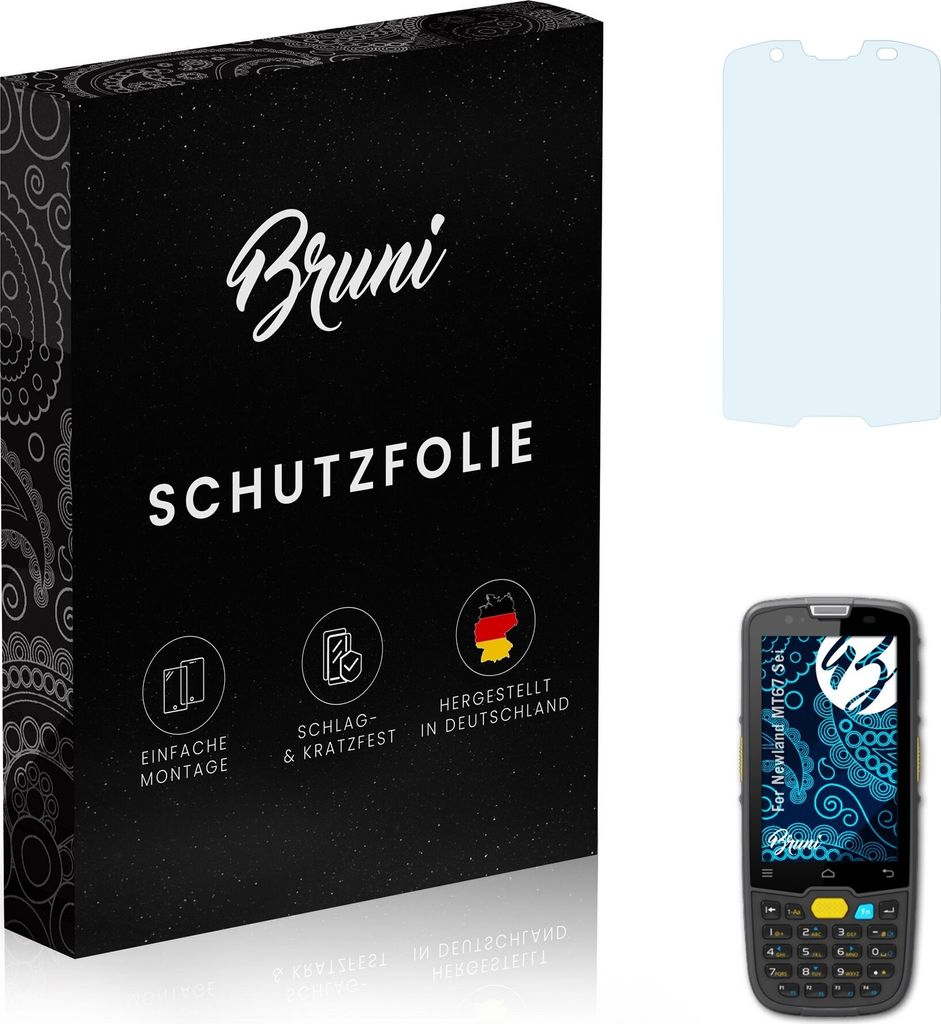 Bruni Basics-Clear 2x Schutzfolie kompatibel mit Newland MT67 Sei Folie