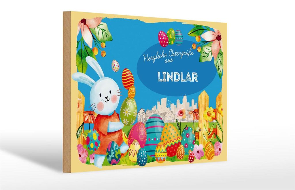 Holzschild Ostern Ostergrüße 30x20cm LINDLAR Geschenk Deko