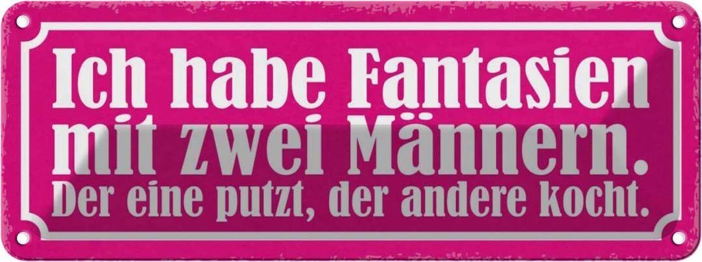 vianmo Blechschild 10x27 cm Fantasien zwei Männern 1 putzt Dekoration Spruch Zitat