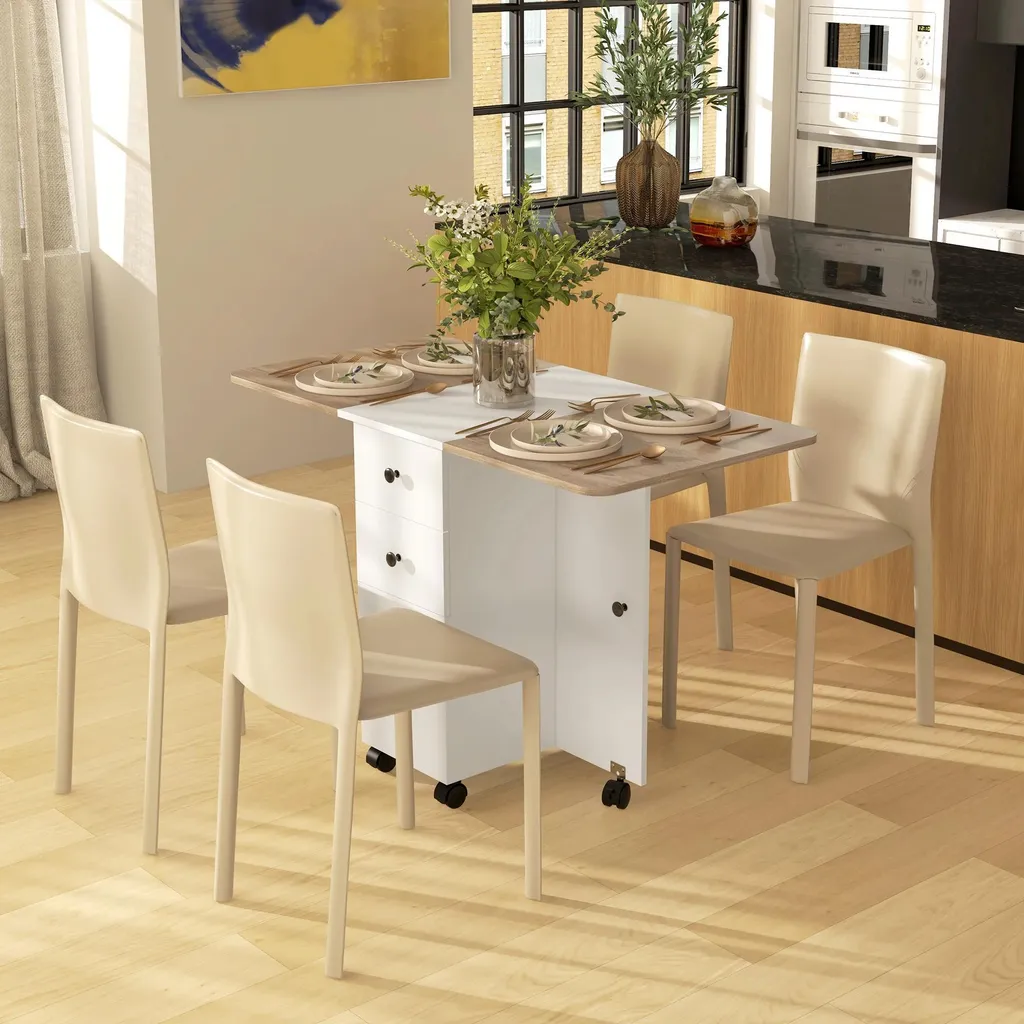 Table console extensible avec ailes pliantes pour petit espace et cuisine