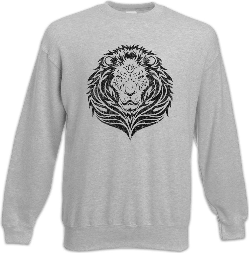 Urban Backwoods Tribal Lion, Sweatshirt, Farbe: Hellgrau, Größe: 3XL