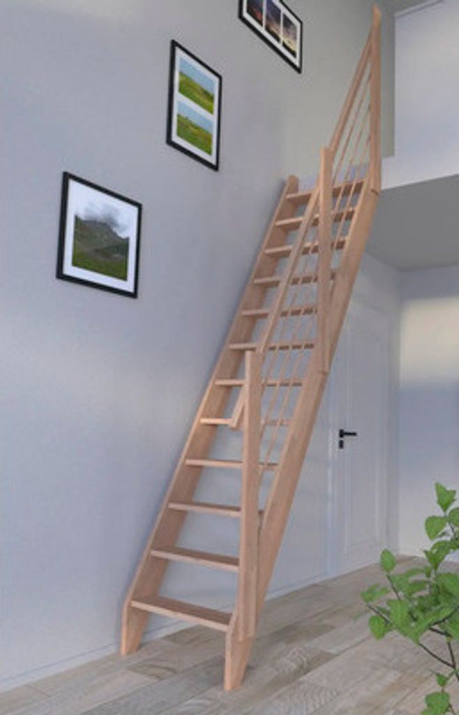 Pertura Wangentreppe Boreas Buche Leimholz Unbehandelt Ohne Setzstufen Seitenwange buche gerade 59,5 cm 12 Stufen / 13 S