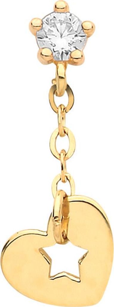 Süße 9 Karat (375) Gold Damen - Einzel Knorpel Ohrstecker mit Zirkonia - 13mm*5mm; TRS26166