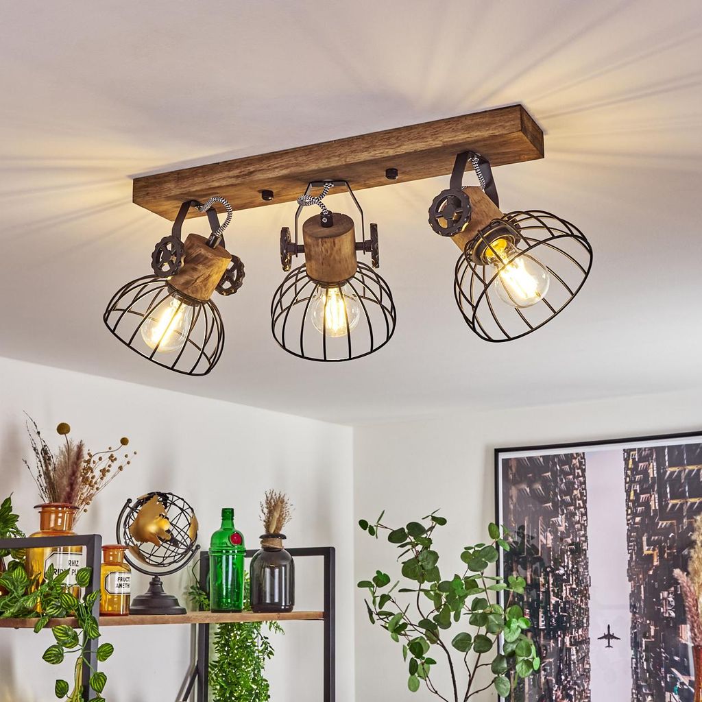 Cotes »Cotes« Deckenlampe, Holz/Metall, Braun/Schwarz Produktbild 