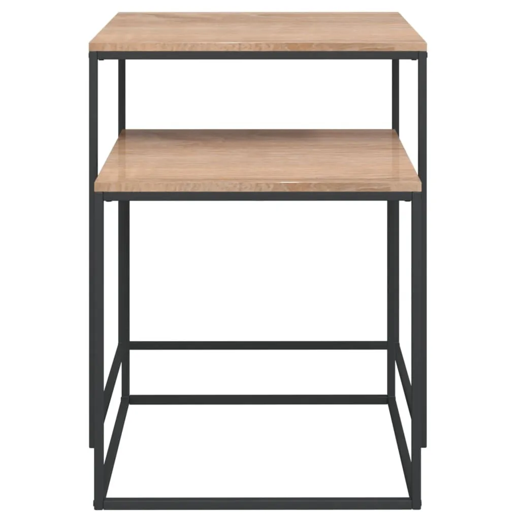 Tavolini Sovrapponibili Industrial 2 Pezzi - Arredo Salotto Moderno - 9