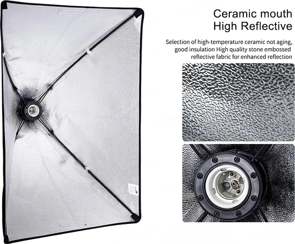 Kit Softbox Éclairage Studio LED 135W avec Trépied 2m Rectangulaire Noir - 2
