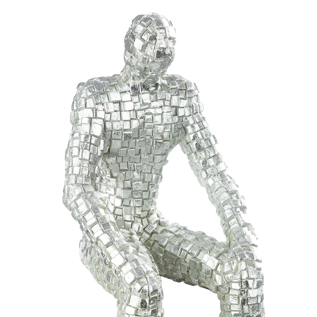 Sculpture Assise Boxes en Résine Argent 35cm pour Déco Design Gilde