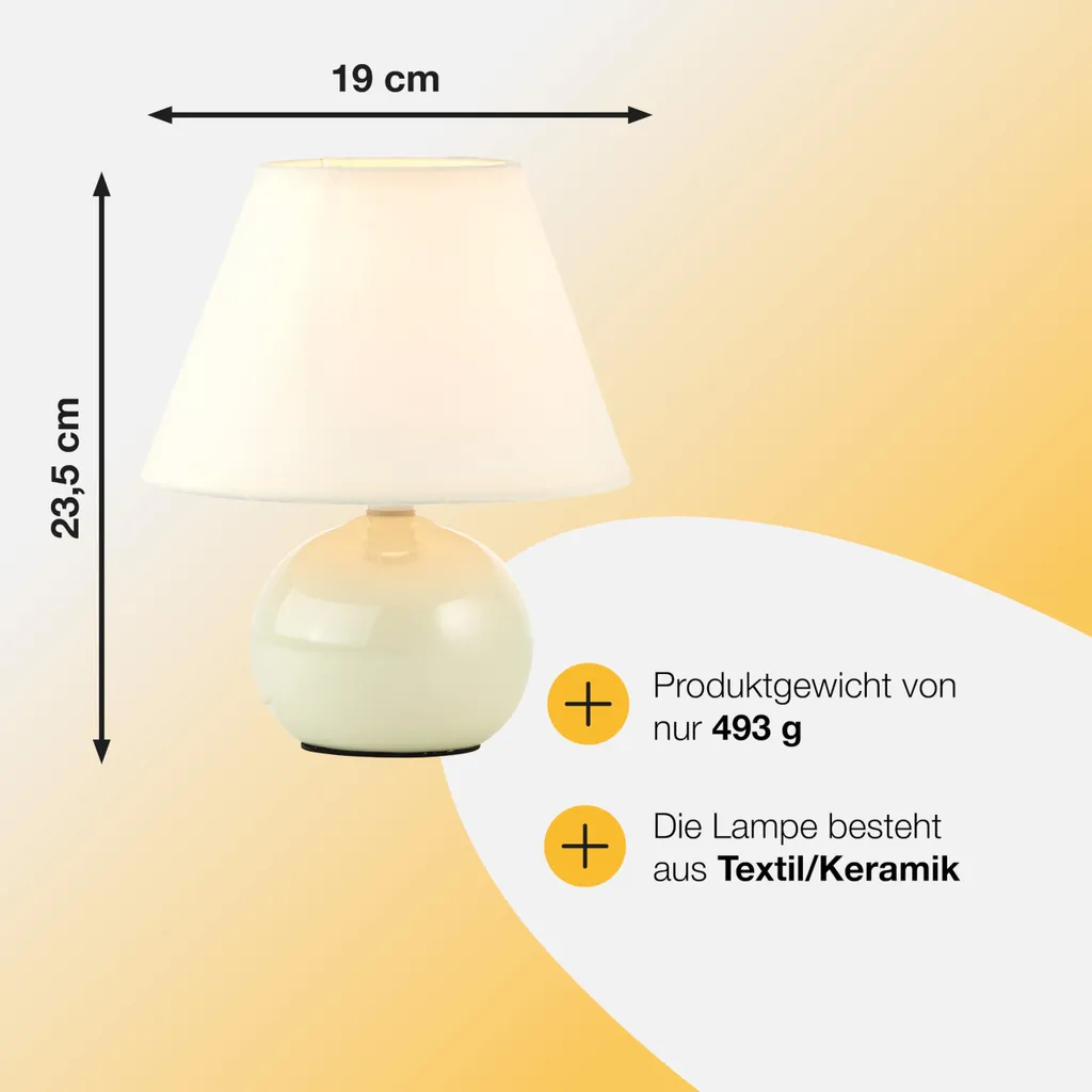 Lampe à poser beige Brilliant Primo 23cm : solution éclairage compact - 11