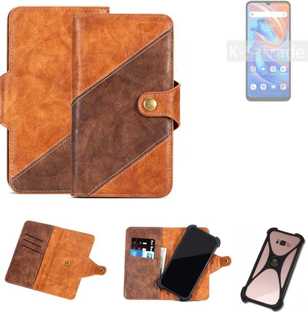 K-S-Trade Handyhülle Schutzhülle Bookstyle Case Wallet-Case kompatibel mit UMIDIGI A13 Cover Klapphülle Kantenschutz Smartphone dunkelbraun braun