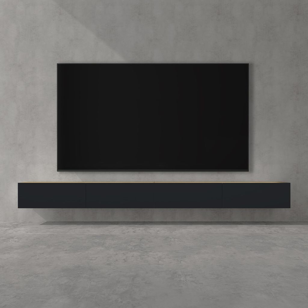 doporro TV Lowboard hängend Fernsehschrank Wohnzimmer | TV-Schrank hängend Fernsehtisch Hängeschrank 320cm Fernsehschrank02