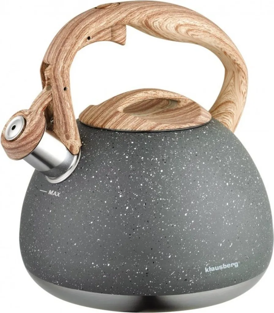 KLAUSBERG KB-7481 Bollitore A Fischio In Acciaio Inox 3,0 L - Adatto A Induzione, Manico Silicone, Finitura Satinata - 3