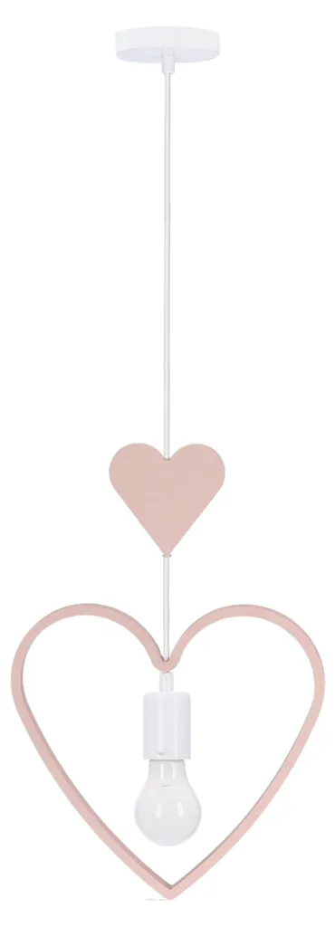 Lustre plafonnier rose et blanc SINGLE 4 - Luminaire chambre de fille E27