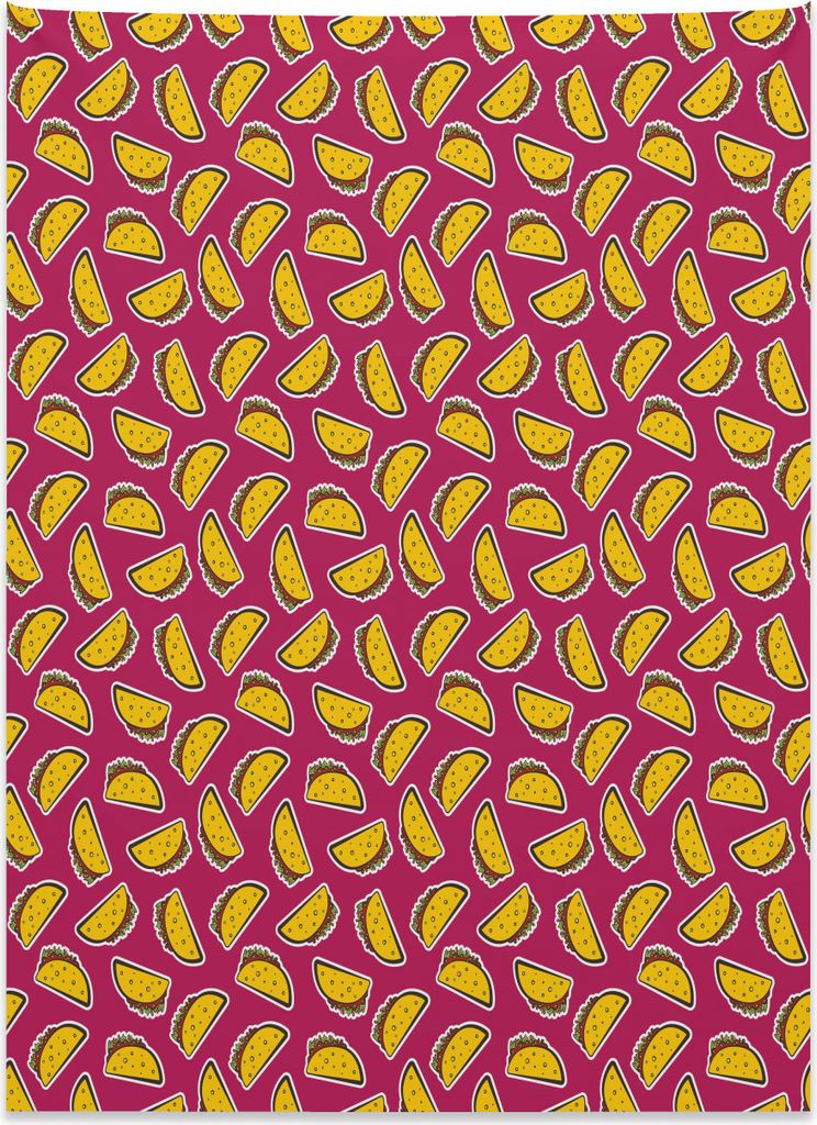 Abakuhaus Mexikaner Wandteppich, Cartoon Pop-Art Taco Icons aus Weiches Mikrofaser Stoff Kein Verblassen Klare Farben Waschbar, 110 x 150 cm, Dunke...