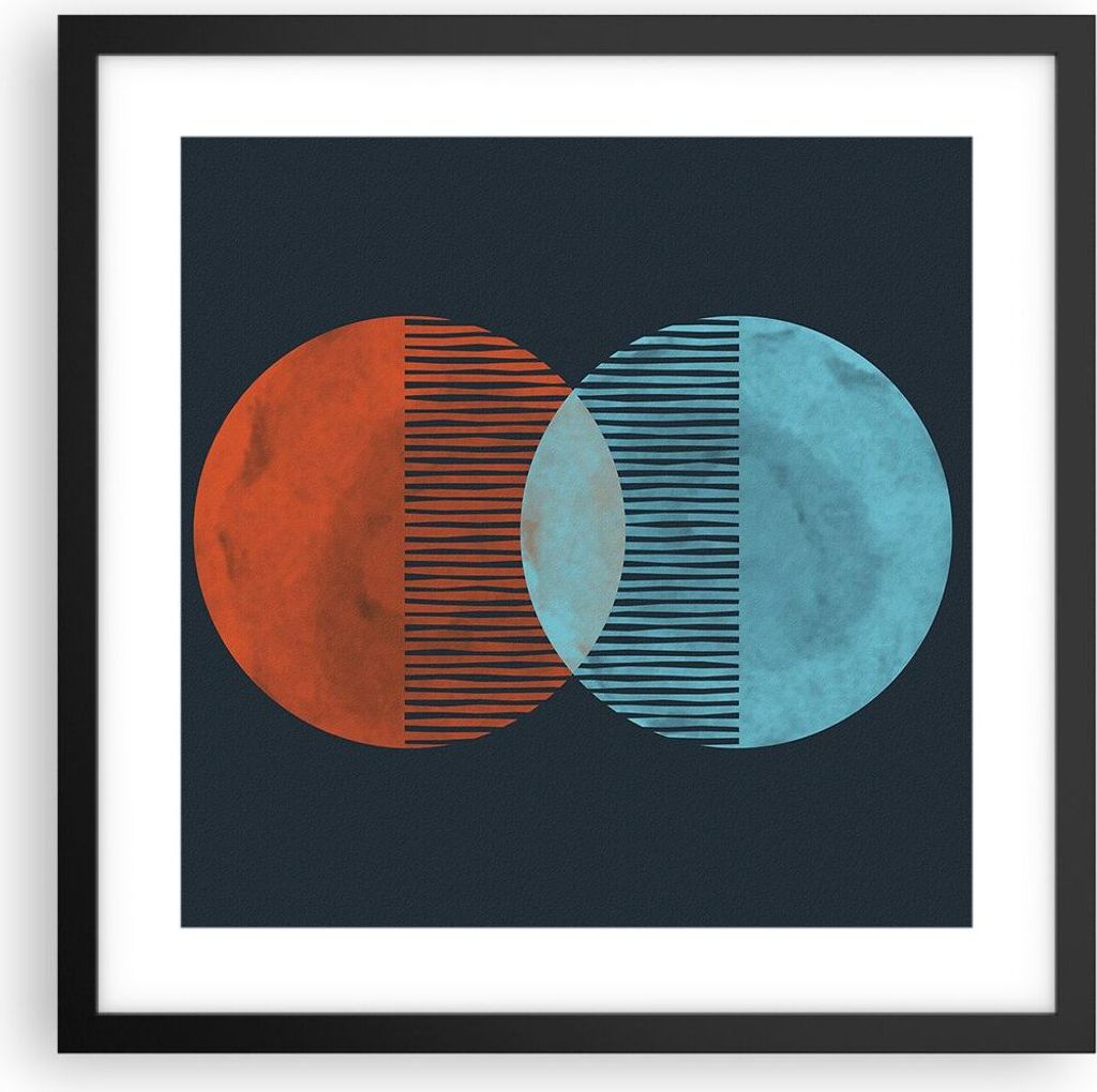 Gerahmtes Poster - Schwarzer Rahmen - Geometrie Abstraktion Minimalismus - 40x40 cm - Wand Bild - Wanddeko - Wandbilder - Kunstposter - Wandposter ...