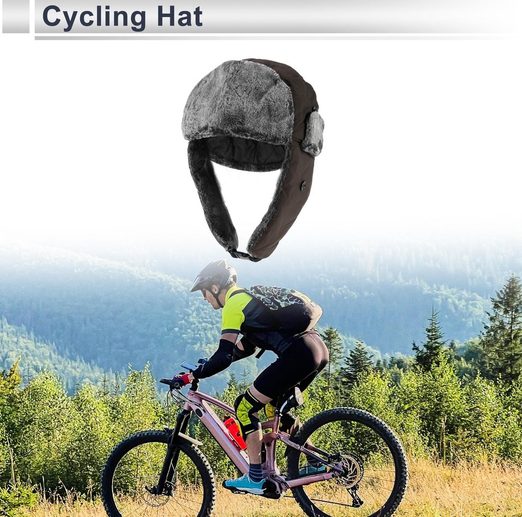 Fahrradmütze zum Warmhalten, Ohrenschutz, Helm-Innenfutter, Polyester-Flanell, Kaffeefarbe, 32,5x32,5 cm, 1 Stück