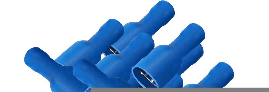ARLI 50 x Flachsteckhülsen 6,3 x 0,8 mm vollisoliert blau 1,5 - 2,5 mm²