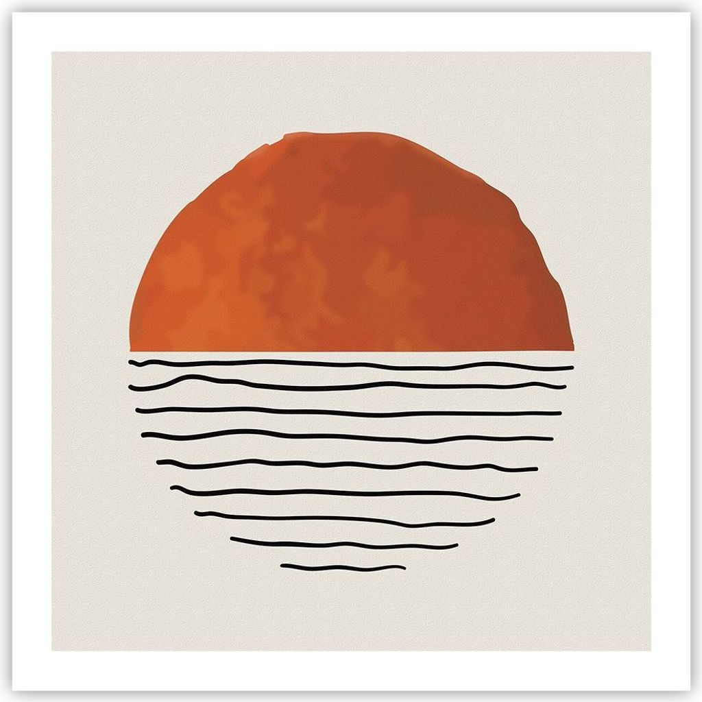 Poster - Poster ohne Rahmen - Modern Sonne Meer - 60x60 cm - Wand Bild - Wanddeko - Wandbilder - Kunstposter - Wandposter - Bilder - Kunstdruck - W...