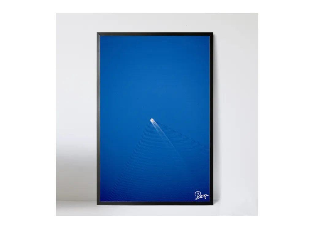Tableau photo en bois 40x60cm Art Photographie Plage Mer et Bateau