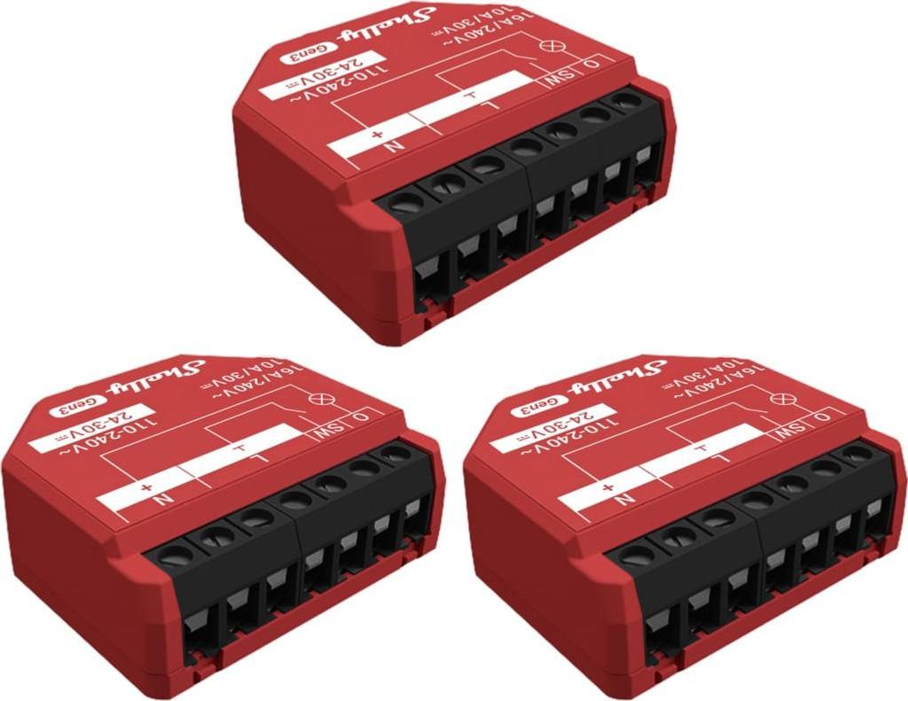 Shelly 1PM Gen3 - 3 Stück | WLAN Relais-Schalter mit Produktbild 