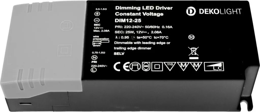 Alimentation LED BASIC Deko-Light 12V DC 25W Dimmable CV - Réf 862240