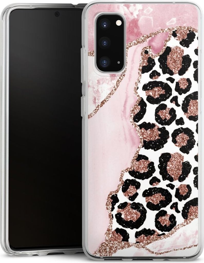 DeinDesign Handyhülle für Samsung Galaxy S20 Silikon Hülle Case Smartphone Schutzhülle Glitzer Look Leopard Marmor