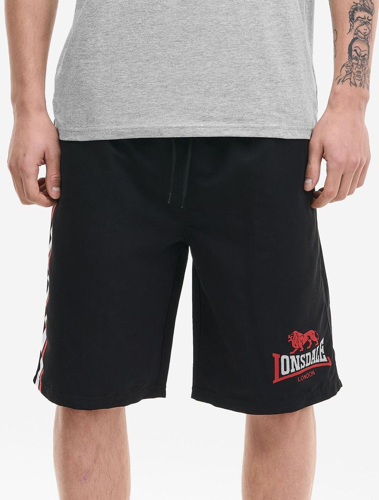 Herren Beachshorts normale Passform COPLEY Black/Red/White XL Lonsdale
