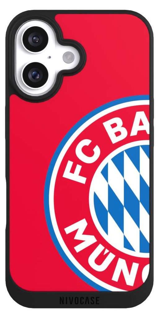NIVOCASE Handyhülle für Apple iPhone 16 Hülle NIVOpure Case Schwarz FC Bayern München FCB Offizielles Lizenzprodukt