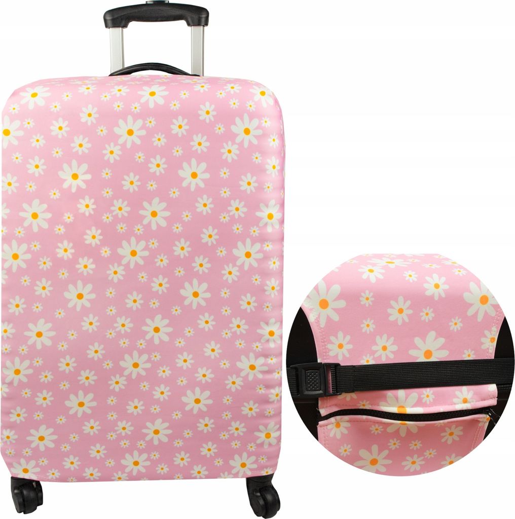Sillar Kofferschutzhülle Größe L Rosa Mit Blumenmotiv – Schutzbezug für Reisekoffer 67–73 cm
