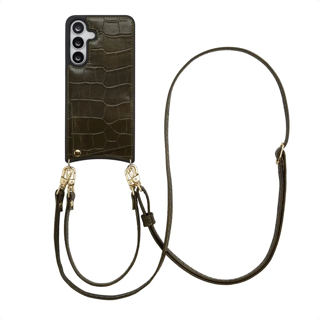 Custodia Samsung S25 FE Selencia Croco Dark Olive con Porta Carte