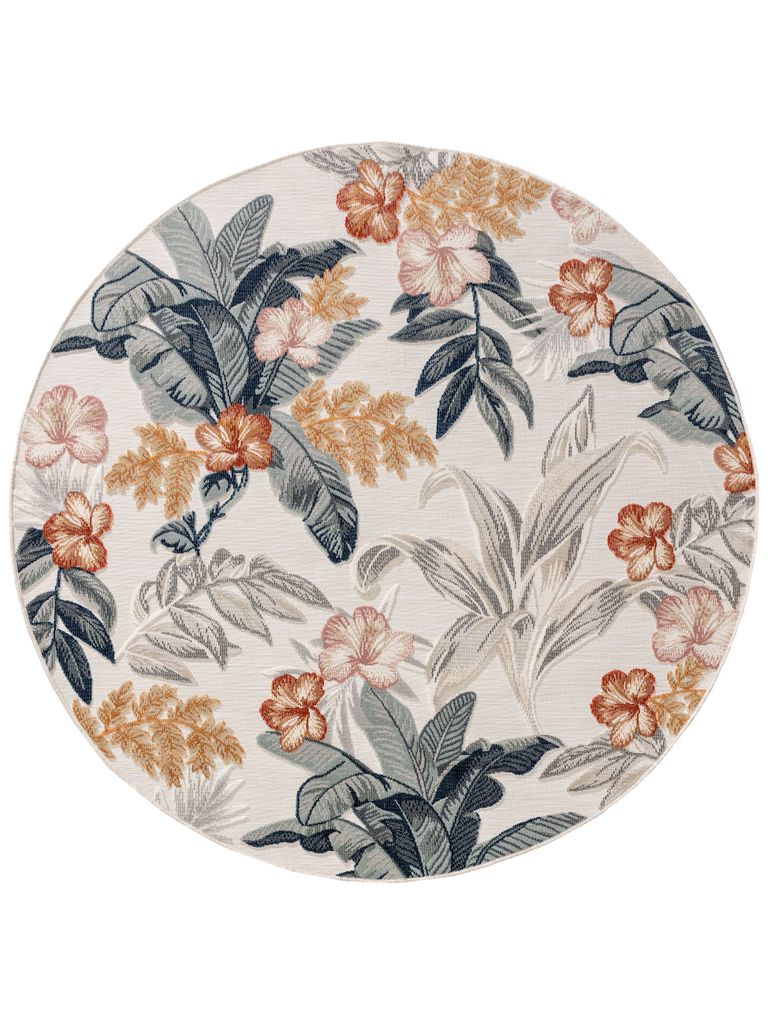 In- & Outdoor-Teppich Flora Multicolor ø 200 cm Outdoor Muster Kurzflor benuta