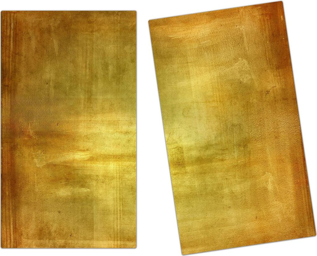 Spritzschutz Herdabdeckplatte Schneidebrett aus Glas Goldene Wand 2-Teilig (60x52cm)