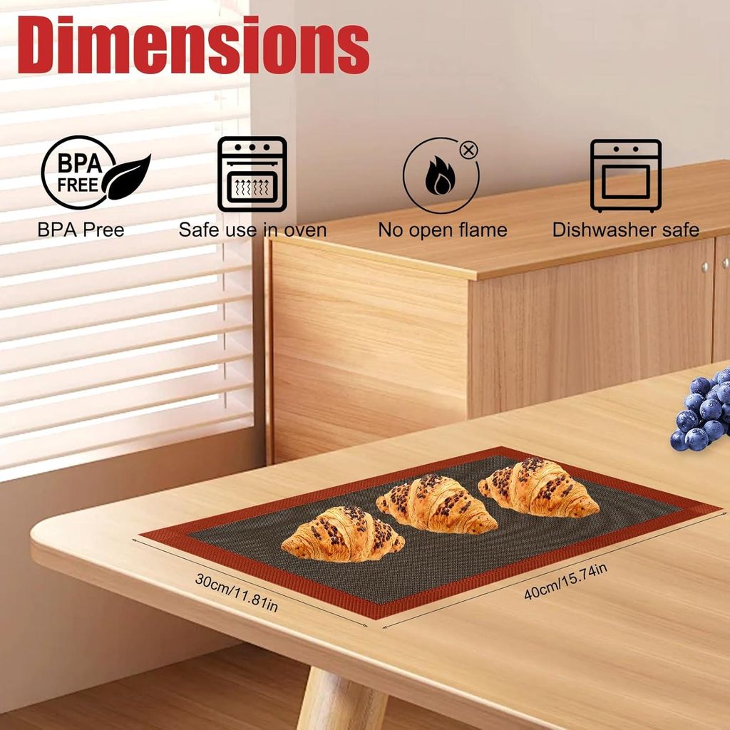 Silikon Backmatte 30x40 Cm – Lebensmittelechte Dauerbackmatte Für Backofen & Backblech, Antihaftbeschichtet, Hitzebeständig, Faltbar, Ideal Für Kuchenrollen, Pizza & Gebäck, Braun