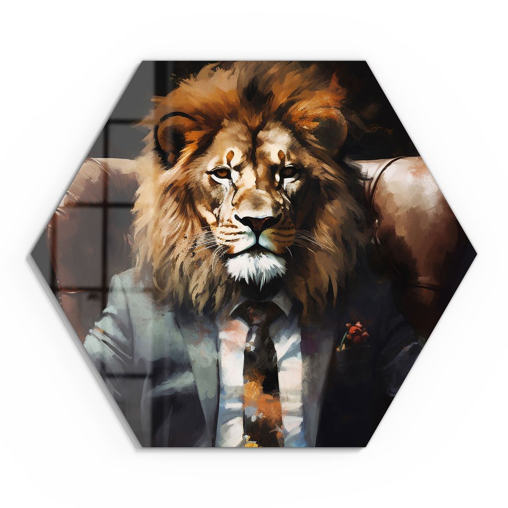 DEQOART Glasbild Echtglas 55x48 cm 'Business Brüllen' Wandbild Bild modern Deko