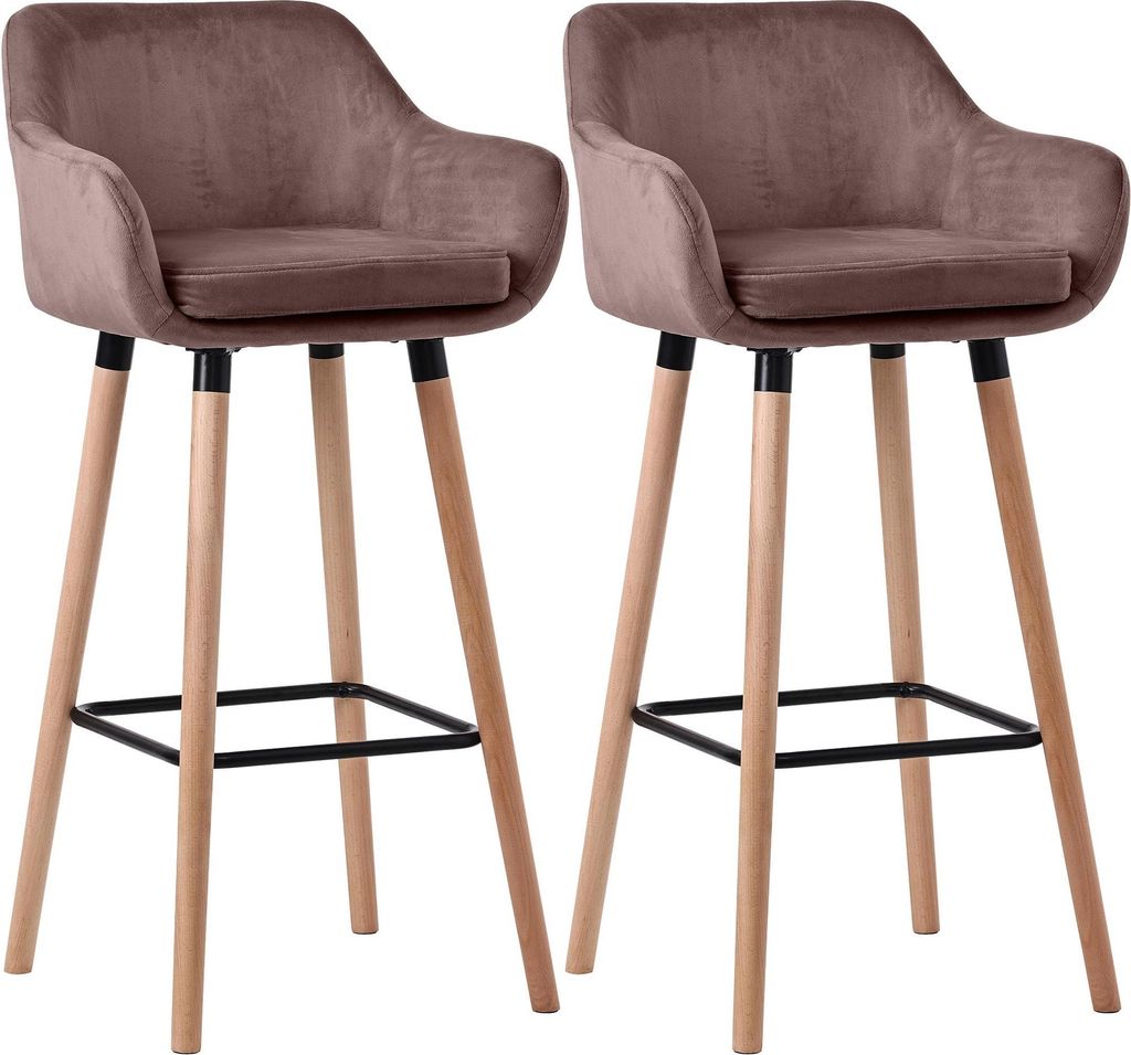 2er Set Barhocker HLO-CP19 Samt coffee