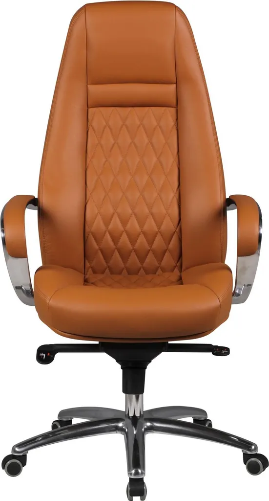 Siège de Bureau Pivotant Cuir Caramel FineBuy AUSTIN pour Télétravail