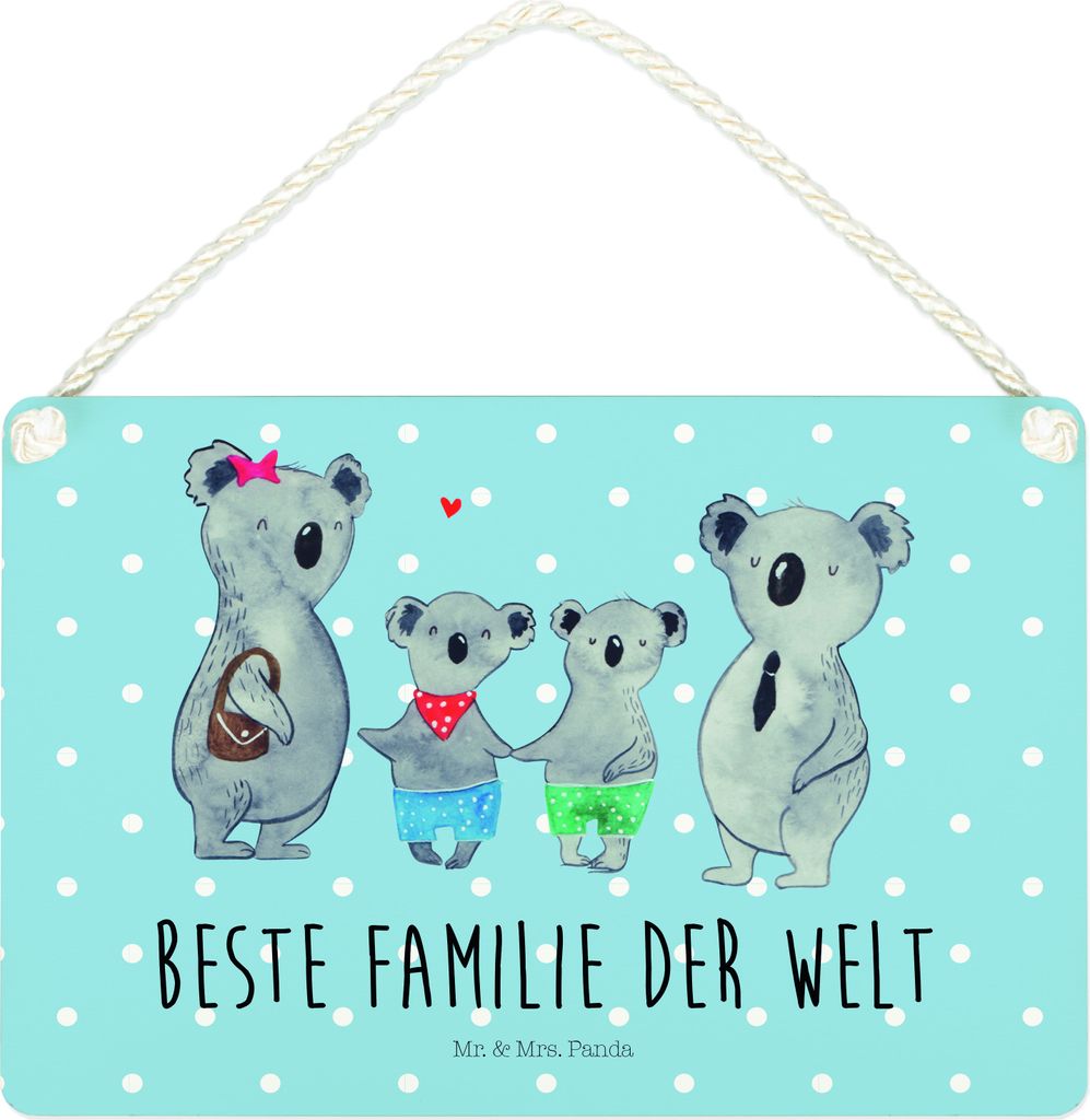 Mr. & Mrs. Panda Schild Koala Familie zwei DIN A4 - Blau Pastell - Geschenk, Muttertag, Koalabär, Türschild, kleine aufmerksamkeit, Holzschild, w...