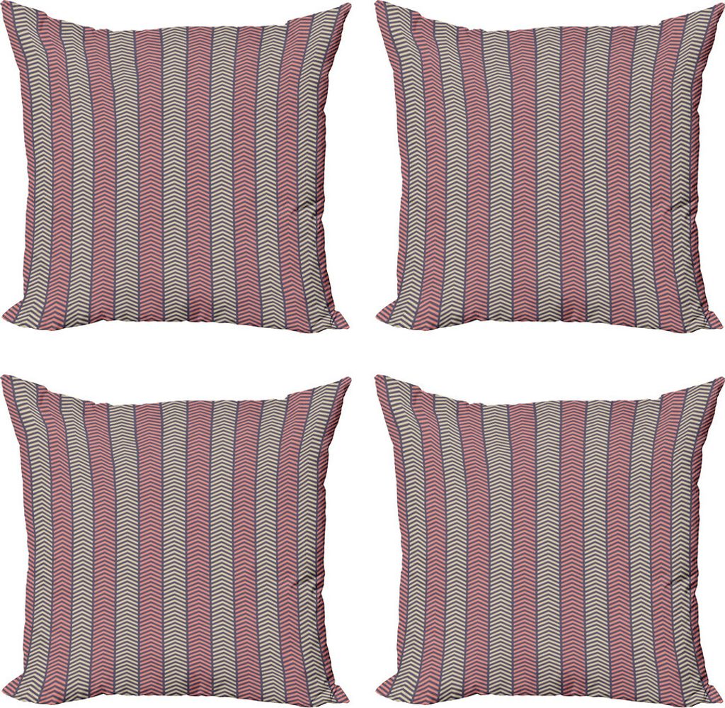 ABAKUHAUS Pfeil Kissenbezug Set (4 Stück), Herringbone inspiriertes Design, Moderner Doppelseitiger Digitaldruck, 60 cm x 60 cm, Coral Pale Senf