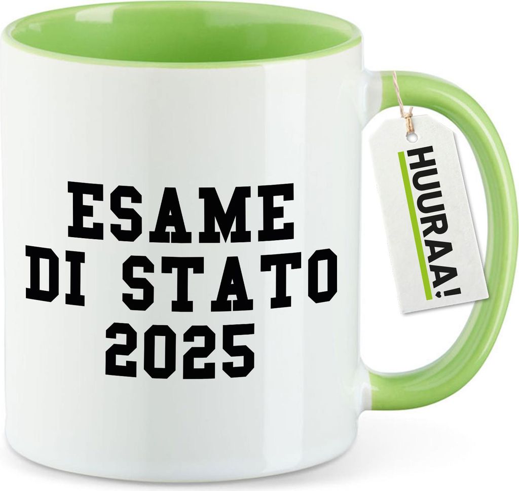 Huuraa Kaffeetasse Esame di Stato 2025 Abschluss Italien 330ml Grün Keramik Kaffeebecher Geschenkidee