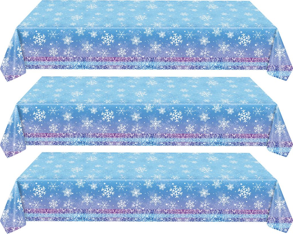 3er-/6er-Pack Weihnachtstischdecken, Winterferien, Schneeflocken-Esstischdecken, Plastik-Einweg-Tischdecken für Weihnachtsfeier-Dekoration, A, 3 S...