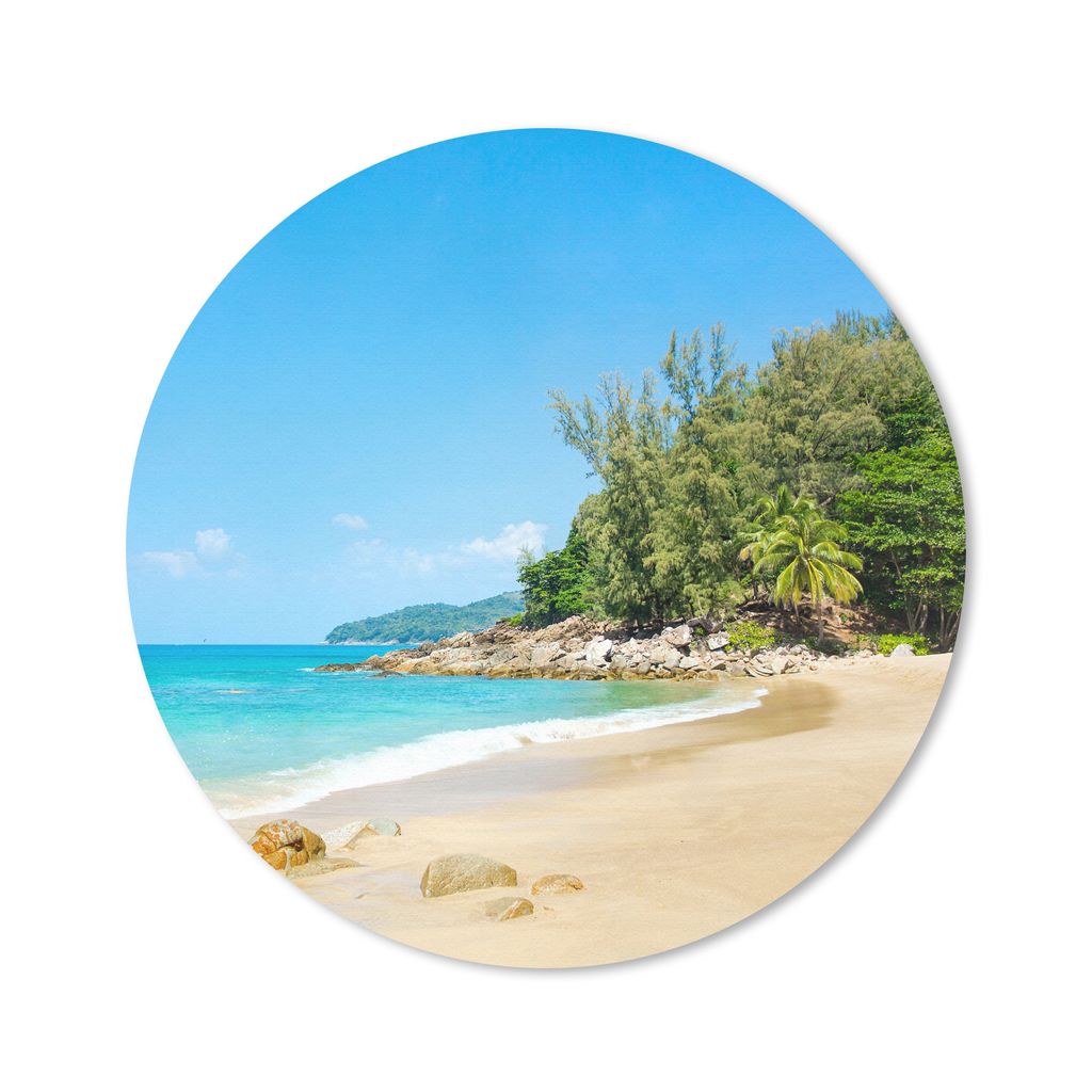 MuchoWow Mauspad Mousepad Strand - Meer - Pflanzen - Tropisch 50x50 cm - Mousepads - Maus Mat - Pad - Mausunterlage - Vinyl
