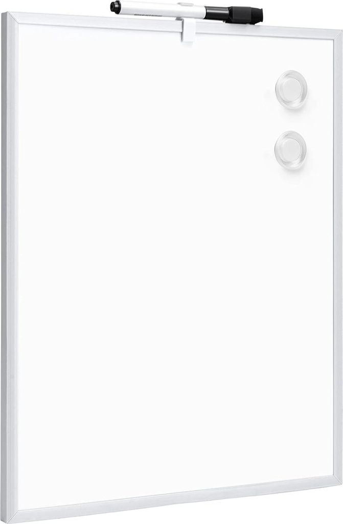 Klein magnetisch Whiteboard mit Aluminiumrahmen für Zuhause und im Büro inklusive schwarzer Marker mit Radierer, Magnet und Pads zur Wandmontage ...